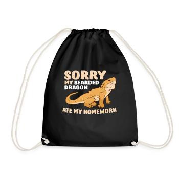 Mein Gecko Hat Meine Hausaufgaben Gegessen - Turnbeutel - Schwarz - Vorne