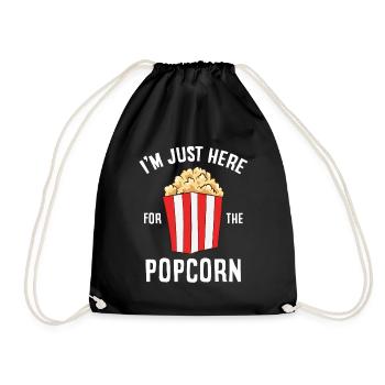 Kino Zirkus Popcorn Ich Bin Nur Wegen Dem Popcorn - Turnbeutel - Schwarz - Vorne