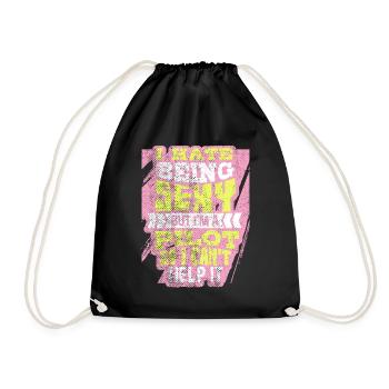 Sexy pilot - Drawstring Bag - black - Front