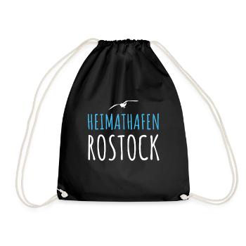 Heimathafen Rostock Rostocker Geschenkidee - Turnbeutel - Schwarz - Vorne