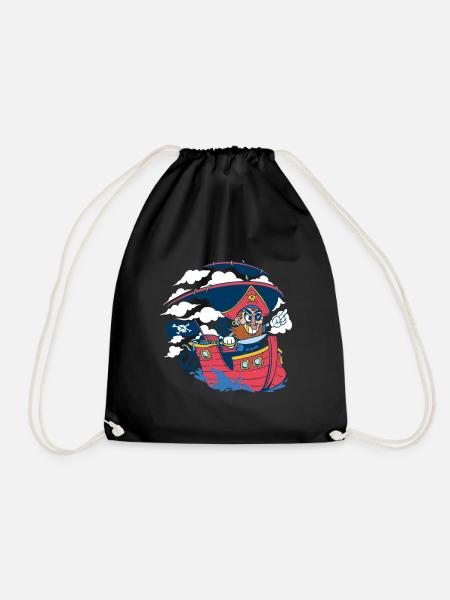 Pirate kids boy gift birthday - Drawstring Bag - black