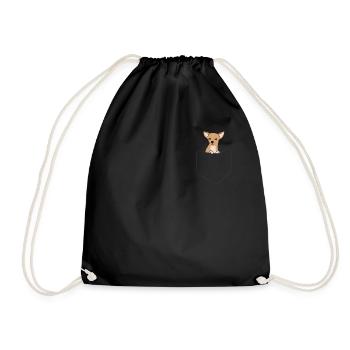 Cute Chihuahua Dog In Pocket Funny Chihuahua - Drawstring Bag - black - Front