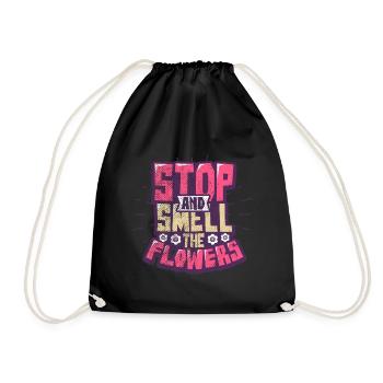 Flowers - Drawstring Bag - black - Front