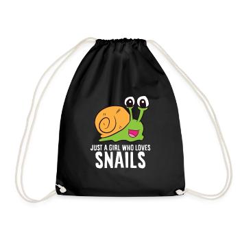 Just a Girl Who Loves Snails Cute Snail Girl - Drawstring Bag - black - Front
