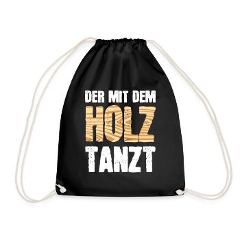 Schreiner Geschenk Tischler Der Mit dem Holz Tanzt - Turnbeutel - Schwarz - Vorne