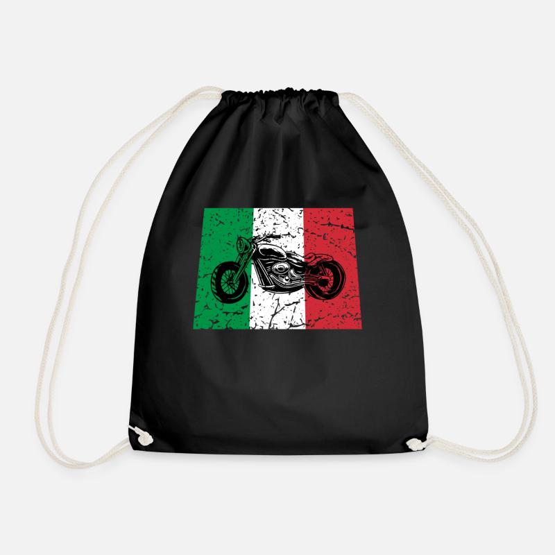 Italy Motorcycle Tuning Mechanic Chopper Rome - Drawstring Bag - black