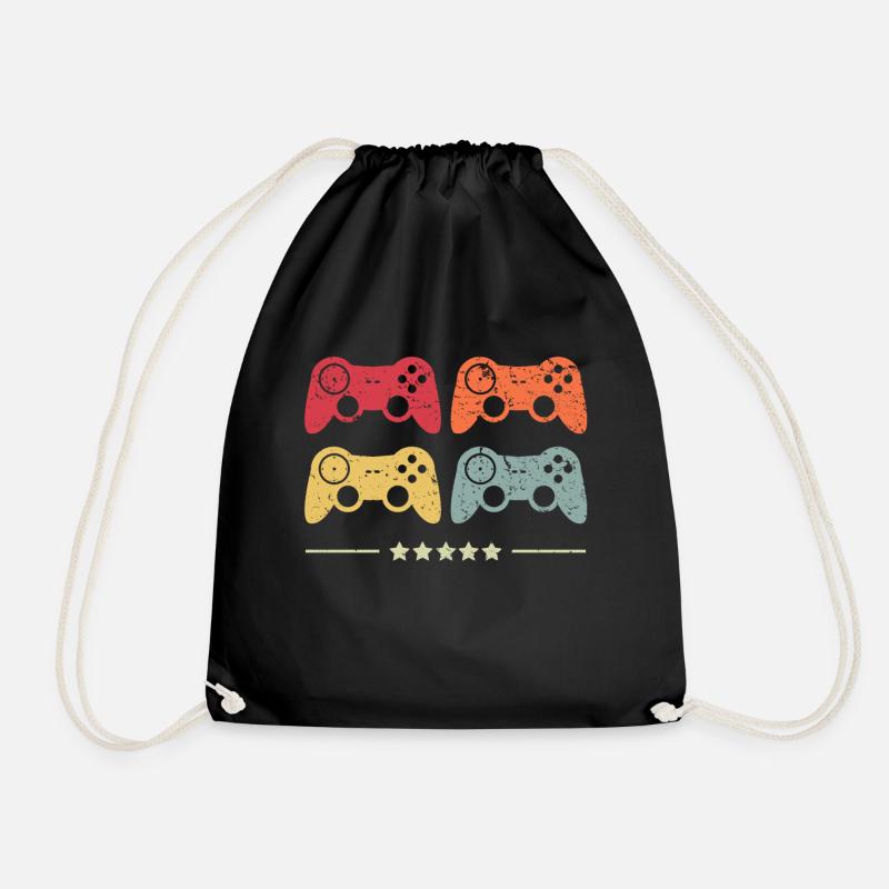 Vintage Retro Video Game Pad - Drawstring Bag - black