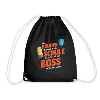 Kinder Kinder Geschenk zur Einschulung Geschwister - Turnbeutel - Schwarz - Vorne