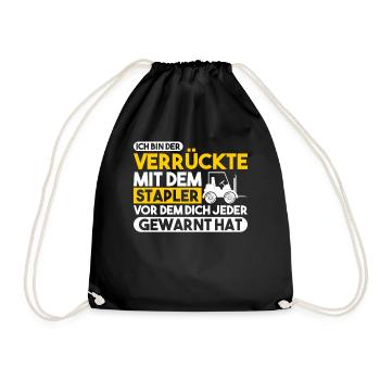 Stapler Gabelstapler Lagerlogistik Hubwagen - Turnbeutel - Schwarz - Vorne