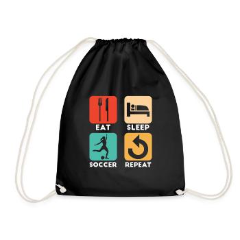 Women's soccer Eat sleep soccer repeat - Drawstring Bag - black - Front