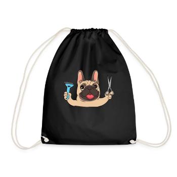 Dog Groomer Dog Hairdresser Pug Pet Groomer - Drawstring Bag - black - Front