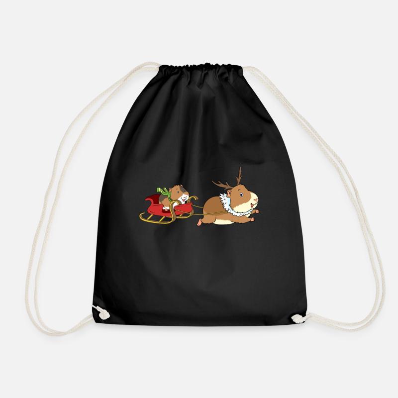 Meerschweinchen Weihnachten Schlitten Rentier - Turnbeutel - Schwarz