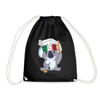 Italy Chef Koala Pizza Baker Rome Chef Kitchen - Drawstring Bag - black - Front