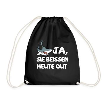 Haifisch Lustig Angeln Angler Fisch Sport Hobby - Turnbeutel - Schwarz - Vorne