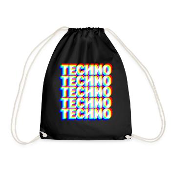 TECHNO DJ Raver Goa Rave Party Festival Geschenk - Turnbeutel - Schwarz - Vorne