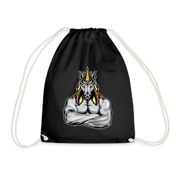 Cadeau de remise en forme de muscles licorne bodybuilder - Sac de sport léger - noir - Devant