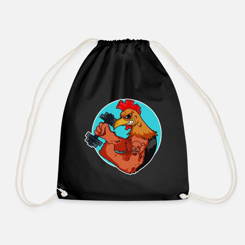 Huhn Hahn Fitness Hantel Geschenk - Turnbeutel - Schwarz