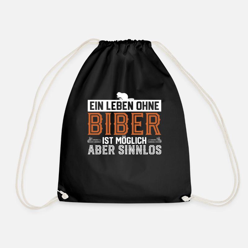 Baumstamm Nagetier Biber Castoridae Geschenk - Turnbeutel - Schwarz