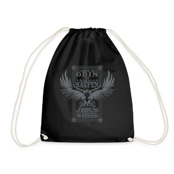 Odin Instead of Jesus Drink with Odin Valhalla Gift - Drawstring Bag - black - Front