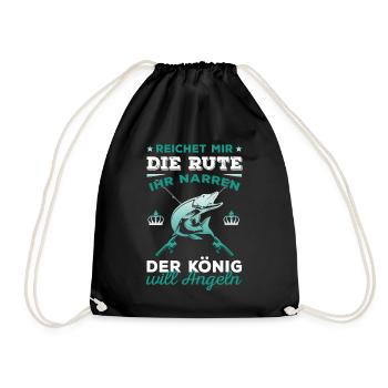 Angler Spruch Angeln Angelkönig Angeltrip Fischer - Turnbeutel - Schwarz - Vorne