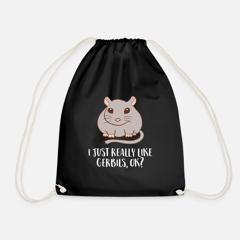 Gerbils Mouse Gift I Just Really Like Gerbils - Drawstring Bag - black