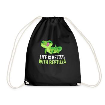 Life Is Better With Reptiles Cute Lizards Reptiles - Drawstring Bag - black - Front