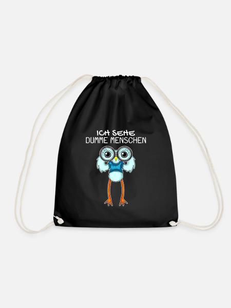 Ich sehe dumme Menschen - Möwe Kapitän Geschenk - Turnbeutel - Schwarz