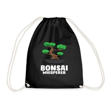 Funny Bonsai Tree Funny Japanese Bonsai Tree - Drawstring Bag - black - Front