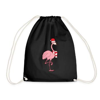 Flamingo de Noël avec bonnet de Noël Flamingo - Sac de sport léger - noir - Devant