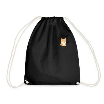 Shiba Inu Hund In Der Tasche - Turnbeutel - Schwarz - Vorne