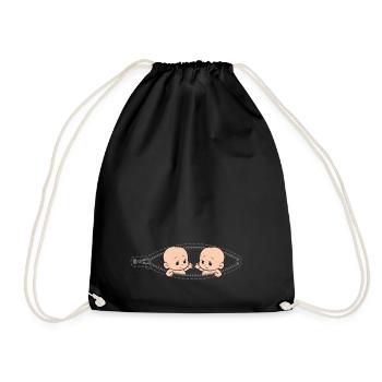 Mom Of Twin Pregnancy Twins Mom Pregnant With - Drawstring Bag - black - Front