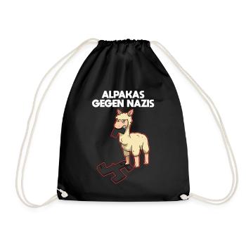 Alpakas gegen Nazis - Turnbeutel - Schwarz - Vorne