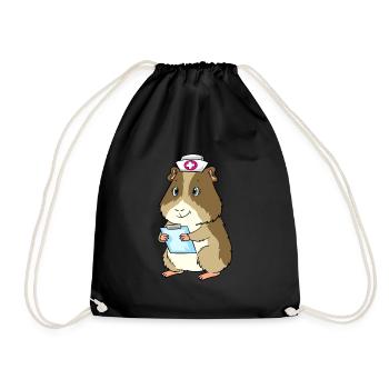 Guinea pig nurse dressed up - Drawstring Bag - black - Front