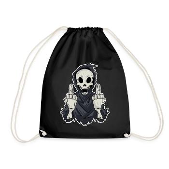 Grim reaper shows both middle fingers - Drawstring Bag - black - Front