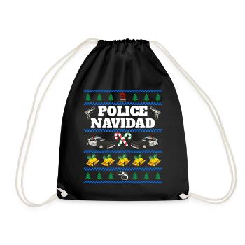 Police Navidad Ugly Christmas Sweater - Turnbeutel - Schwarz - Vorne