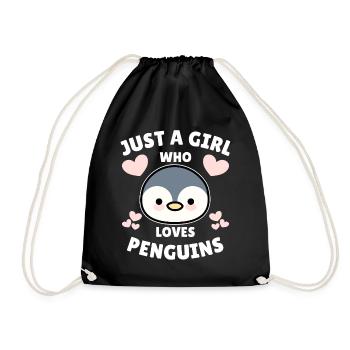 Just a Girl who loves Penguins Penguin Gift - Drawstring Bag - black - Front