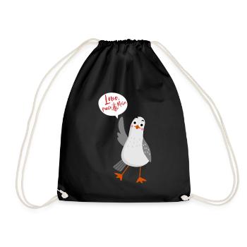 Moin love peace möwe Norden lustig Spruch Geschenk - Turnbeutel - Schwarz - Vorne