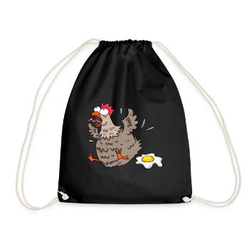 Lustiges Huhn - Turnbeutel - Schwarz - Vorne
