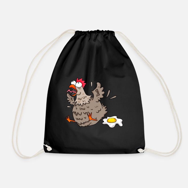 Funny chicken - Drawstring Bag - black