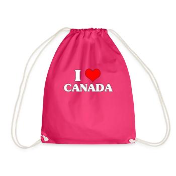 I Love Canada Anime Meme Gift - Drawstring Bag - fuchsia - Front