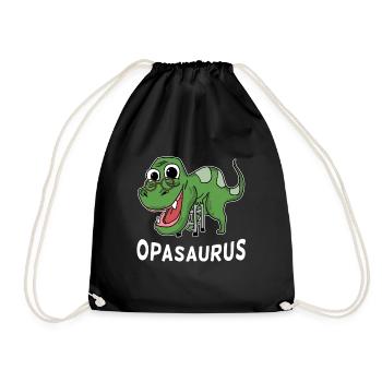 Grandpasaurus Opasaurus Opa Dinosaurier Geschenk - Turnbeutel - Schwarz - Vorne