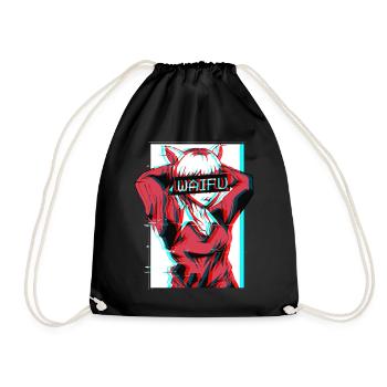 Waifu Neko Anime Cat Girl Vaporwave Cadeau - Sac de sport léger - noir - Devant