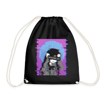 Sad Anime Girl - Japanese Otaku Vaporwave Geschenk - Turnbeutel - Schwarz - Vorne