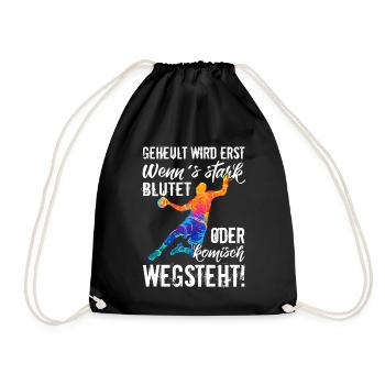 Handball Handballspieler Sport lustig Geschenk - Turnbeutel - Schwarz - Vorne