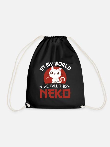 Kawaii Neko Cat Anime Spruch Geschenk - Turnbeutel - Schwarz