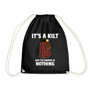 It's a kilt and the answer is nothing Scotland - Drawstring Bag - black - Front