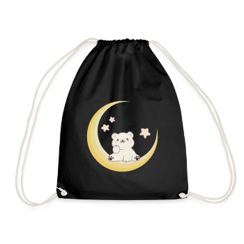 Polar Bear Moon Stars Good night for baby bears - Drawstring Bag - black - Front