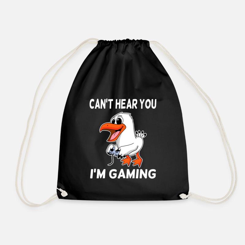 Can´t Hear You I´m Gaming Seemöwe Möwe Geschenk - Turnbeutel - Schwarz