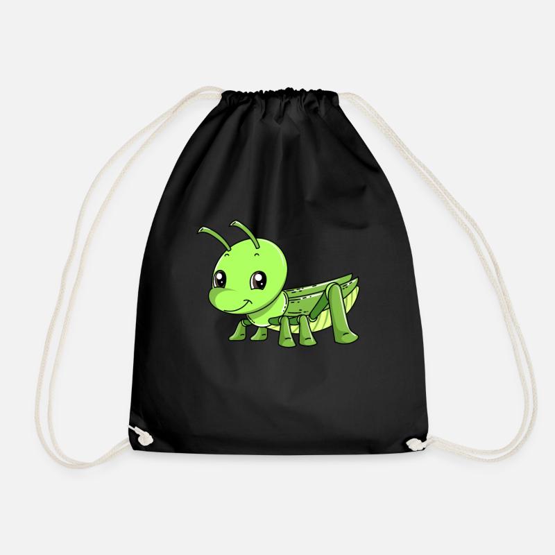 Cute grasshopper design for a grasshopper - Drawstring Bag - black