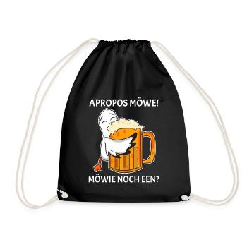 Apropos Möwe Möwie noch een Plattdeutsch Norden - Turnbeutel - Schwarz - Vorne